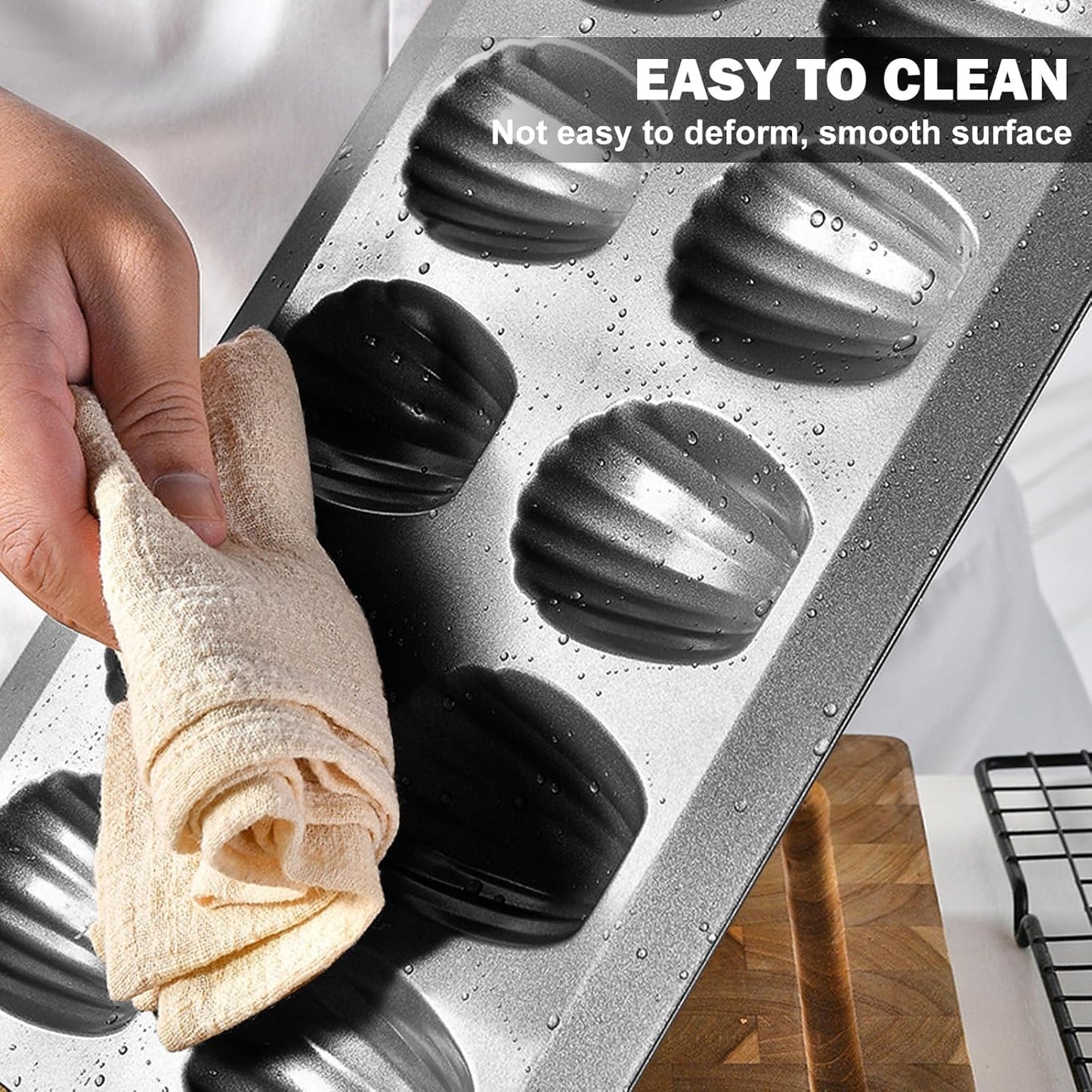 2pc Nonstick Madeleine Pan for Baking, 12-Cavity Shell Shape Cake and Cookie Mold Tray, Carbon Steel Cookie Molds, Send Goods from Local Warehouse