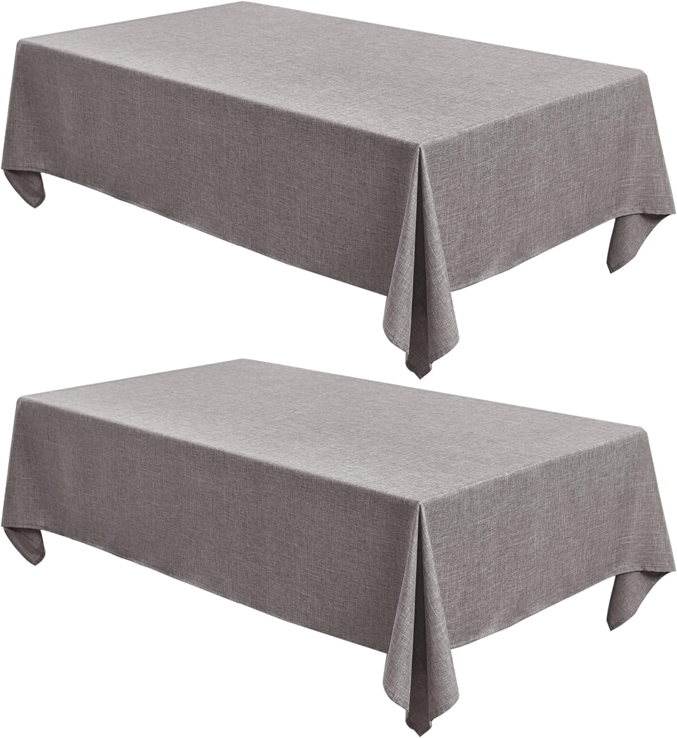 Fitable Faux Linen Tablecloths 60 x 84 Inch - 2 Pack Neutral Table Clothes for Rectangle Foot Tables, Stone Flax Look Kitchen Table Covers for Farmhouse, Dining, Party, Outdoor Picnic
