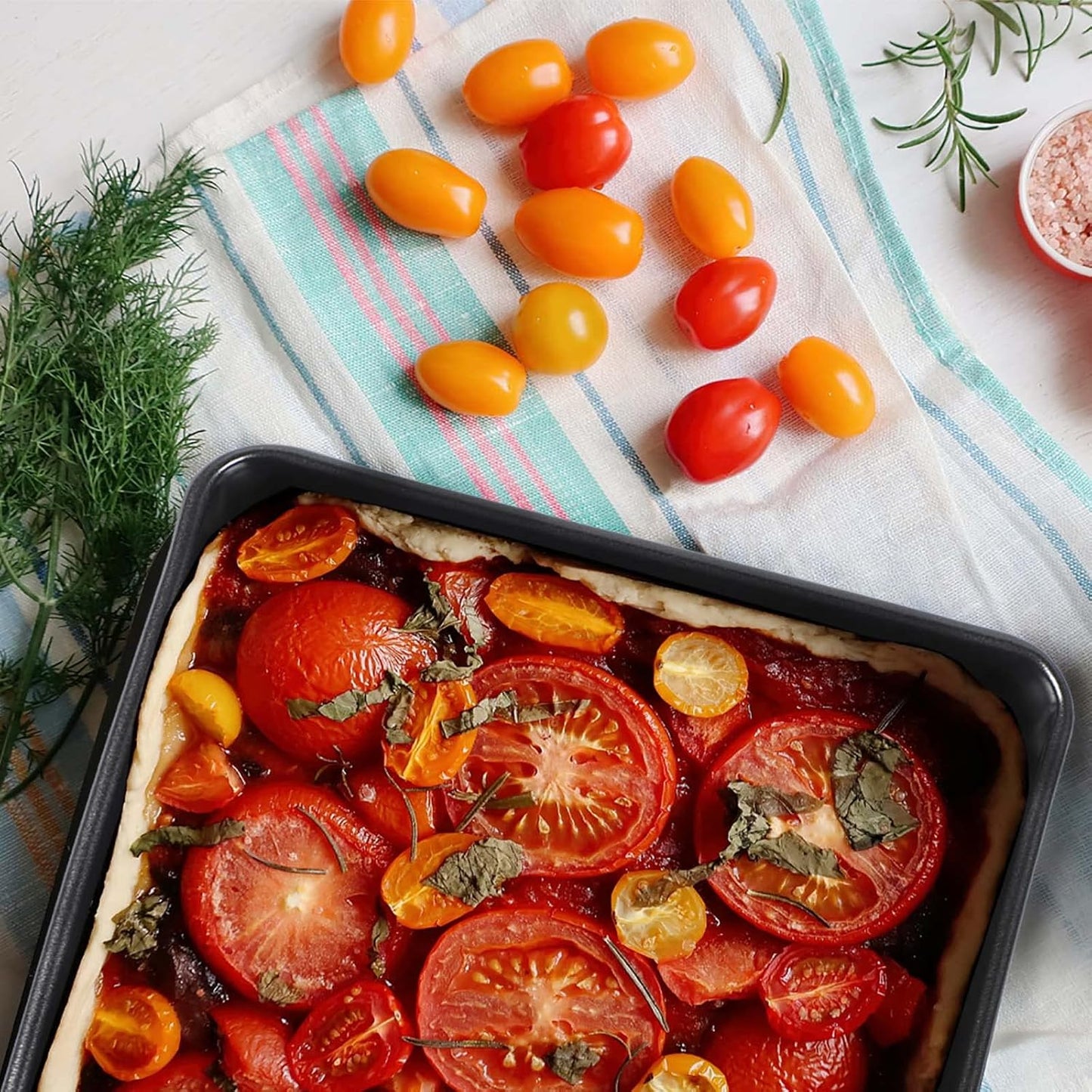 3-Pack Roasting Pan Set, Nonstick Baking Tray Set, Rectangular Bakeware for Oven, Non-Toxic Coating and Durable Quality (Black)