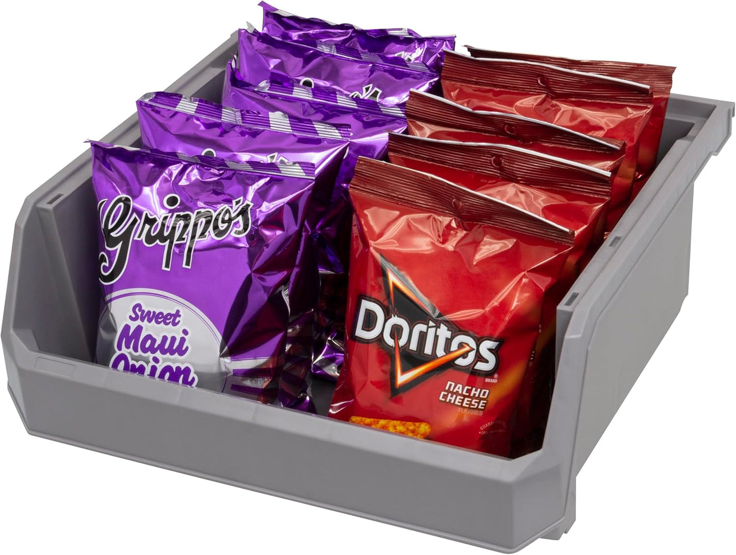 Plastic Containers for Organizing and Storage Bins for Closet, Kitchen, Office, Garage or Pantry Organization, Stackable Bins, Extra Large (14.8" x 16.5" x 7"), 4-Pack, Grey