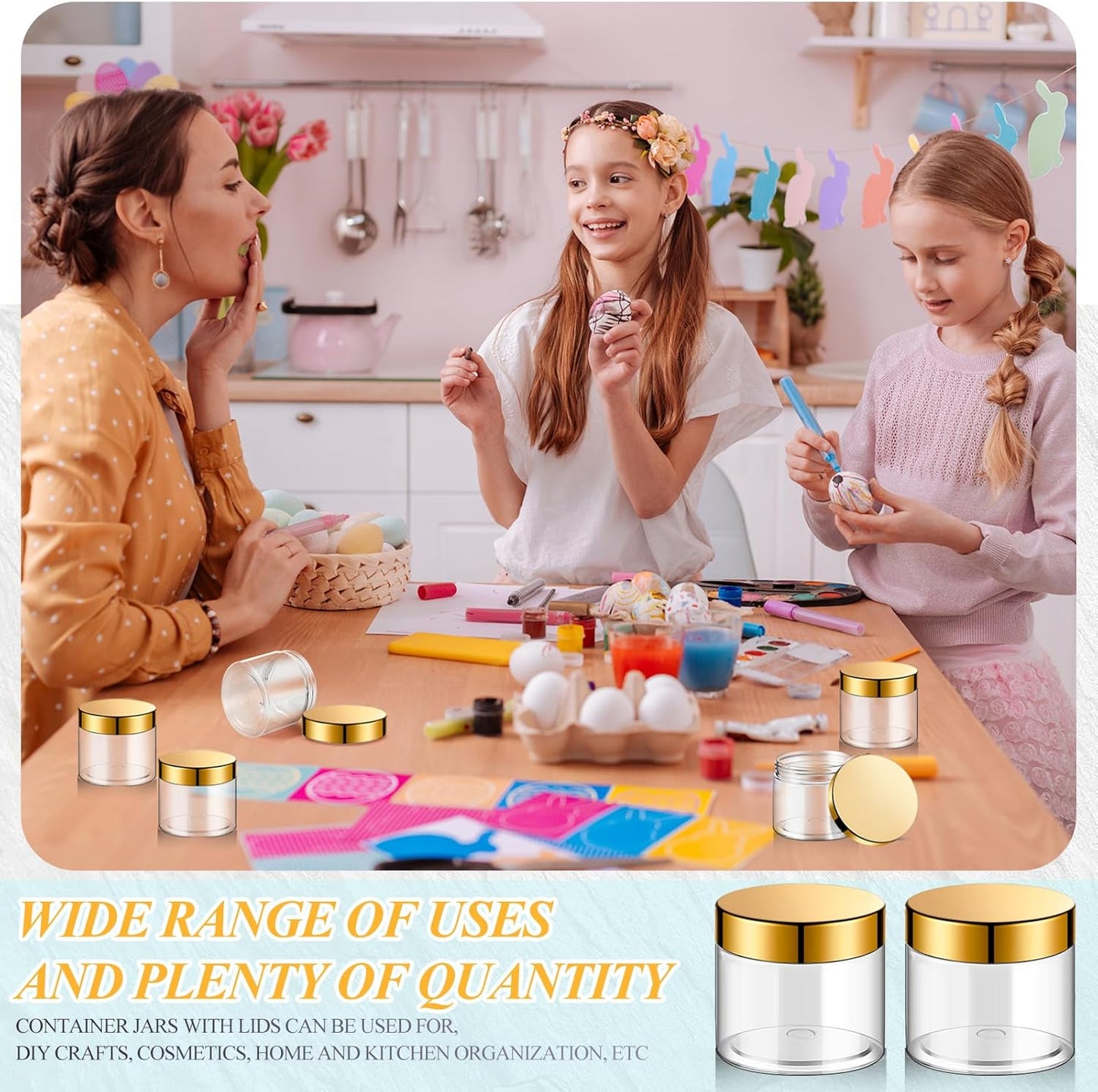 SATINIOR 36 Pieces 1 oz Plastic Jars with Lids Wide Mouth Airtight Reusable Container Acrylic Cosmetic Small Jars for Lotions Ointments Travel Toiletries Creams Make up Storage(Gold)