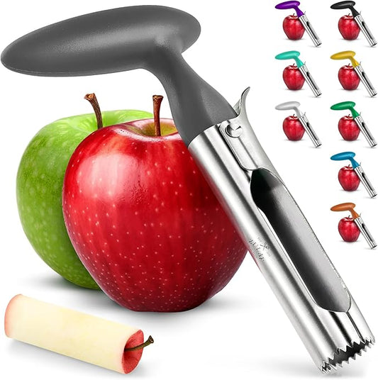 Zulay Kitchen Premium Apple Corer Tool - Ultra Sharp, Stainless Steel, Serrated Blades for Easy Coring - Easy to Use & Clean, Durable Apple Corer Remover for Baking Apples & More - Gray