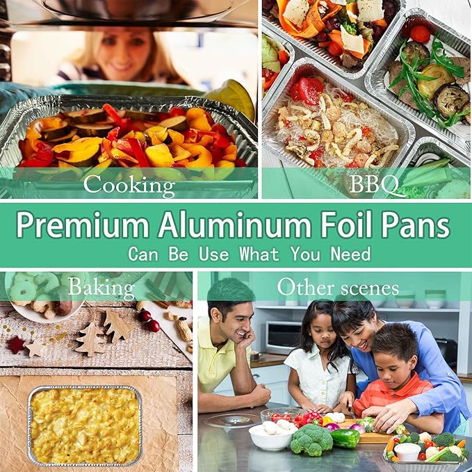 20 Pack Foil Pans with Plastic Lids 8 X 8 Inch Disposable Aluminum Tin Foil Baking Pans Meal Prep for Catering Party Meal Prep, Take Out, Freeze, Food Storage, Prepping Food