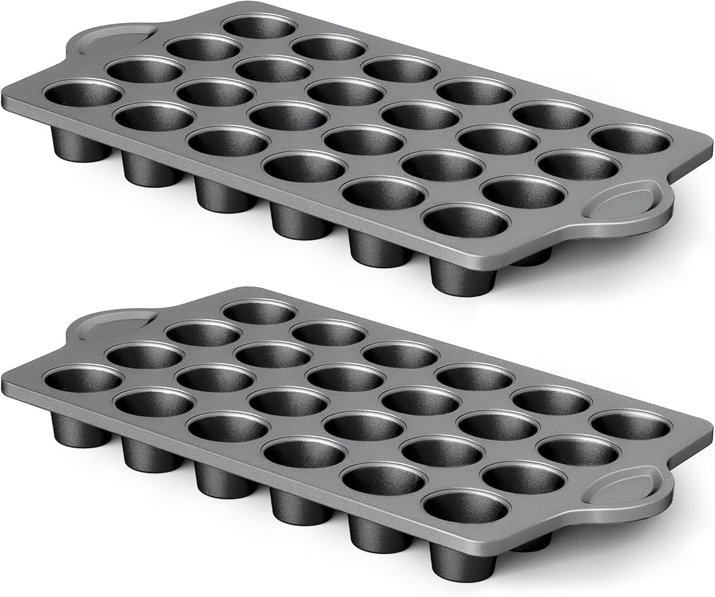 HONGBAKE mini muffin pan nonstick 24, Cupcake Tin for Baking, Commercial Small Cup Cake Tray for Cheesecake, 1.8dia, Heavy-duty, Gray