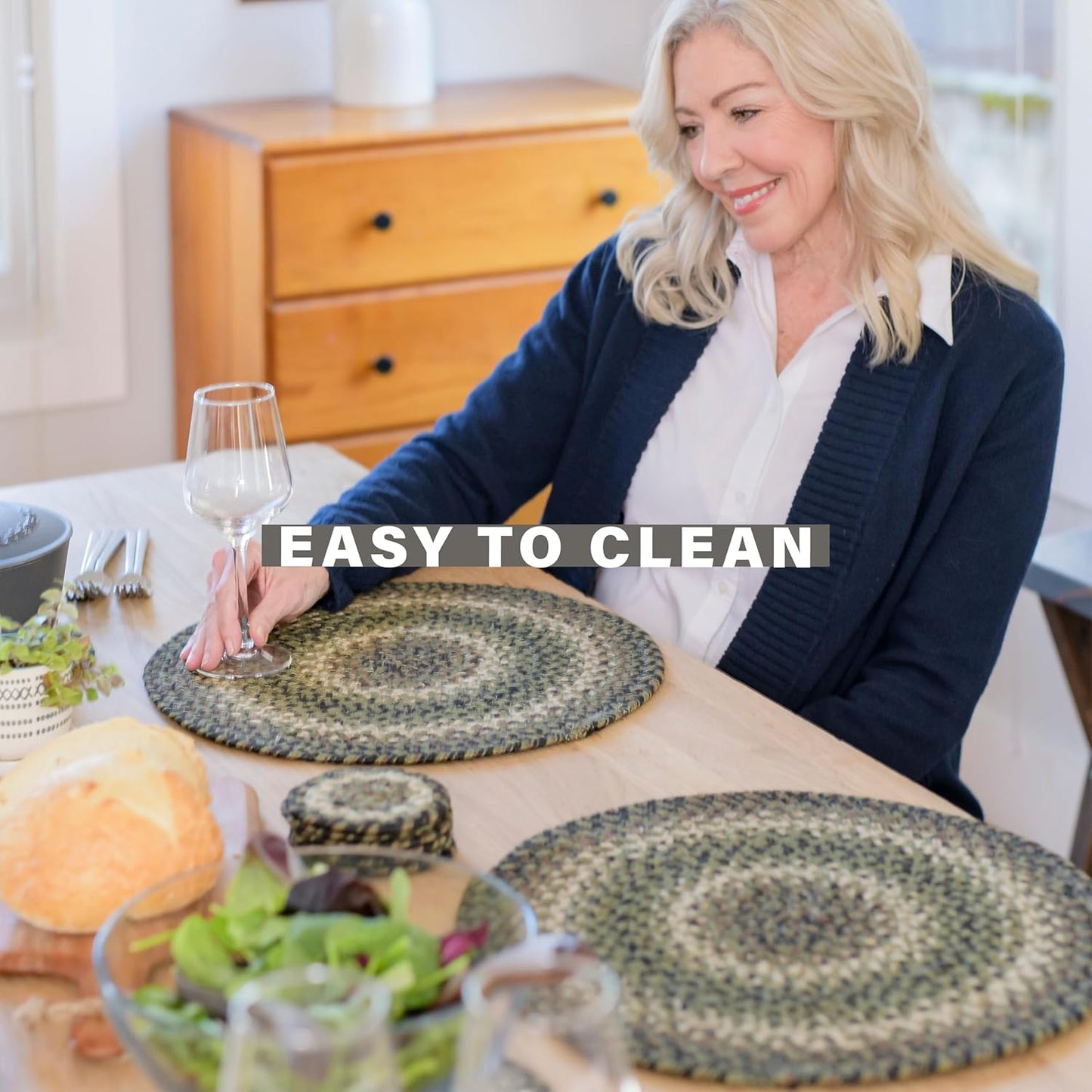 Homespice Pinecone Jute Braided Long Table Runner, Country Rustic Decor, Green Rectangle 11x36 - Rich Colors, Easy to Clean, Durable and Protects Furniture