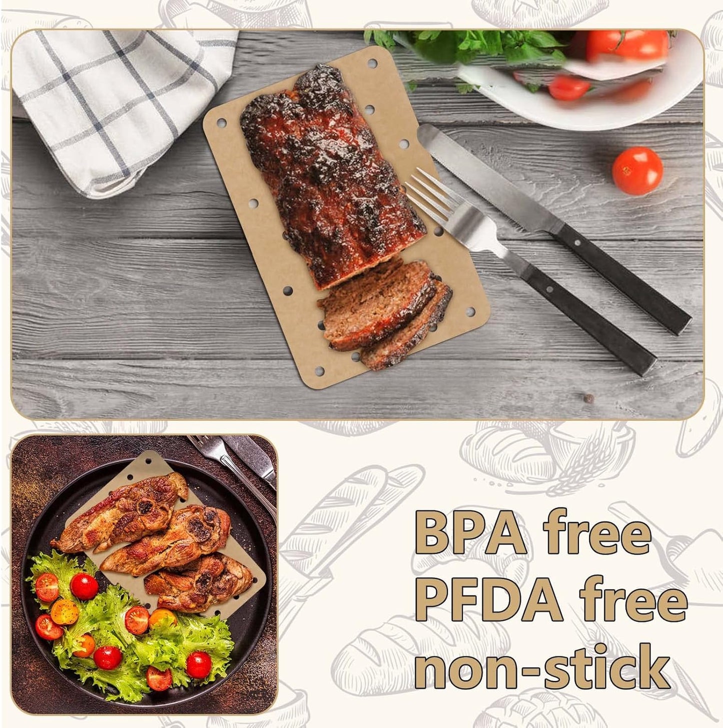 200 Sheets Air Fryer Disposable Paper Liner Compatible with Ninja DZ201/DZ401 Dual Airfryer Baking,Rectangular Perforated Parchment Paper Double Basket Air Fryers Accessories