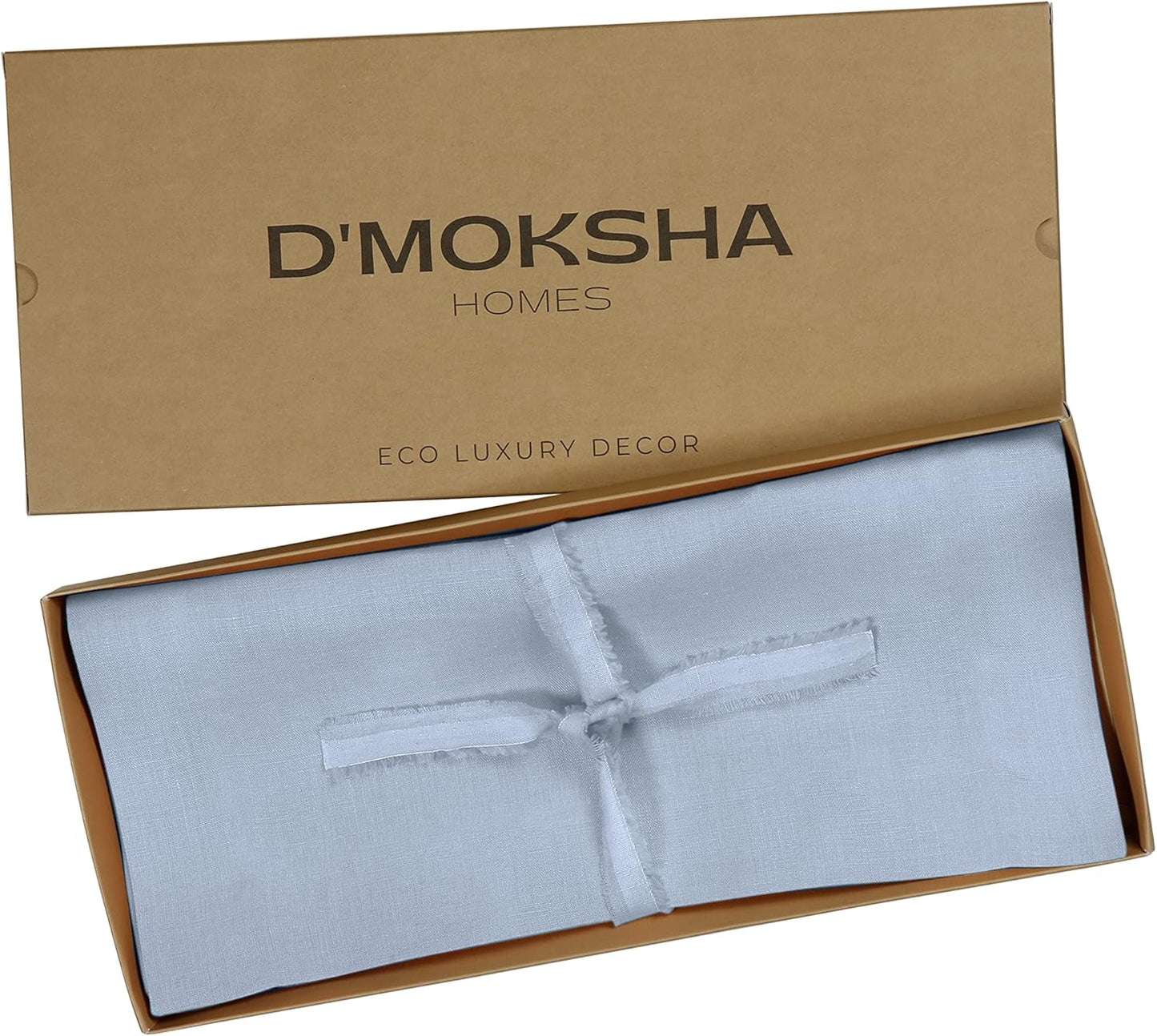 D'Moksha Homes Linen Powder Blue Table Runner 72 Inches Long - 100% Pure Linen 14 x 72 Inch Table Runner for Dining, Fall, Autumn and Halloween - Machine Washable