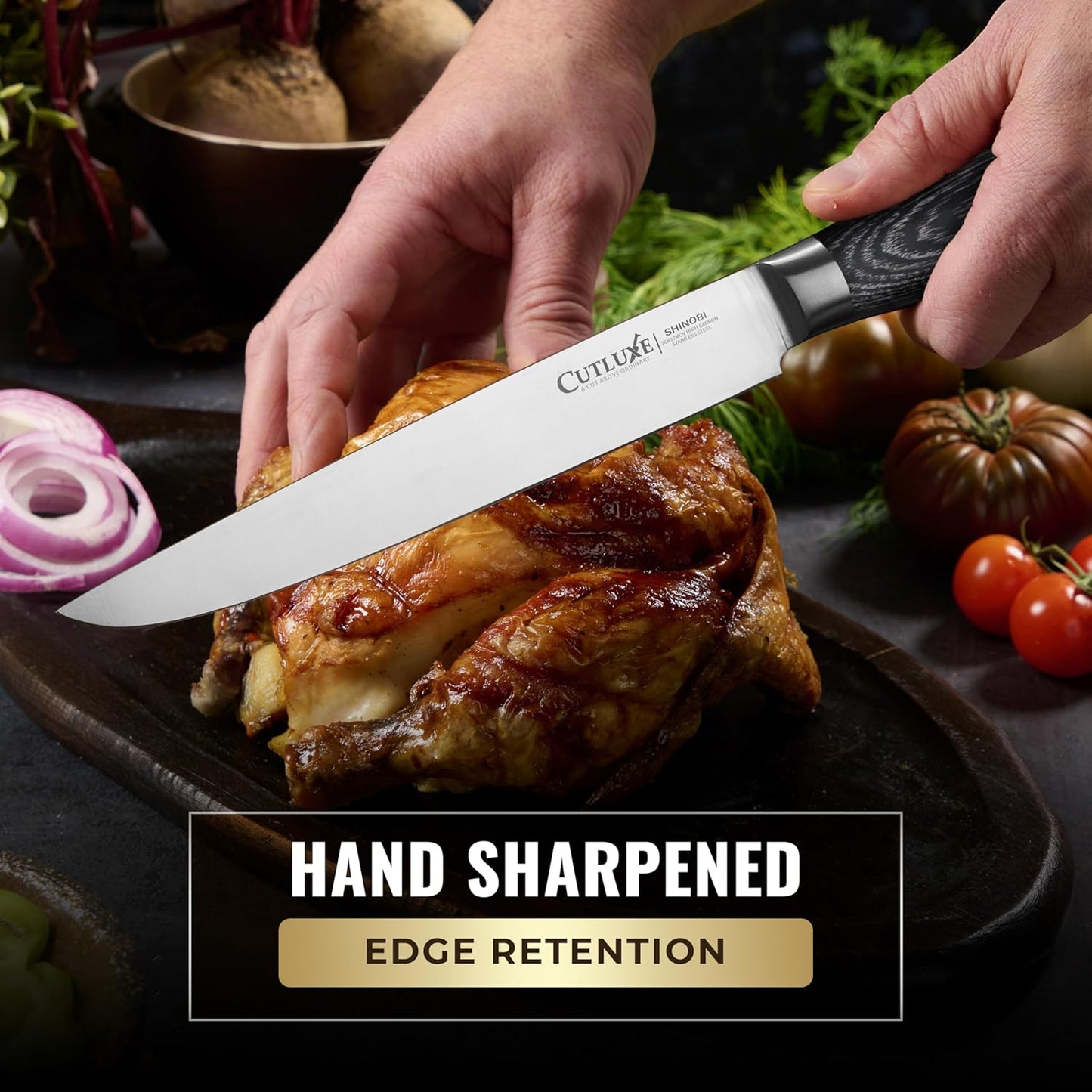 Cutluxe 5-Piece Chef Knife Set – Ultra Sharp Japanese Kitchen Knives, High Carbon Stainless Steel Blades, Full Tang Pakkawood Handles – Shinobi Series