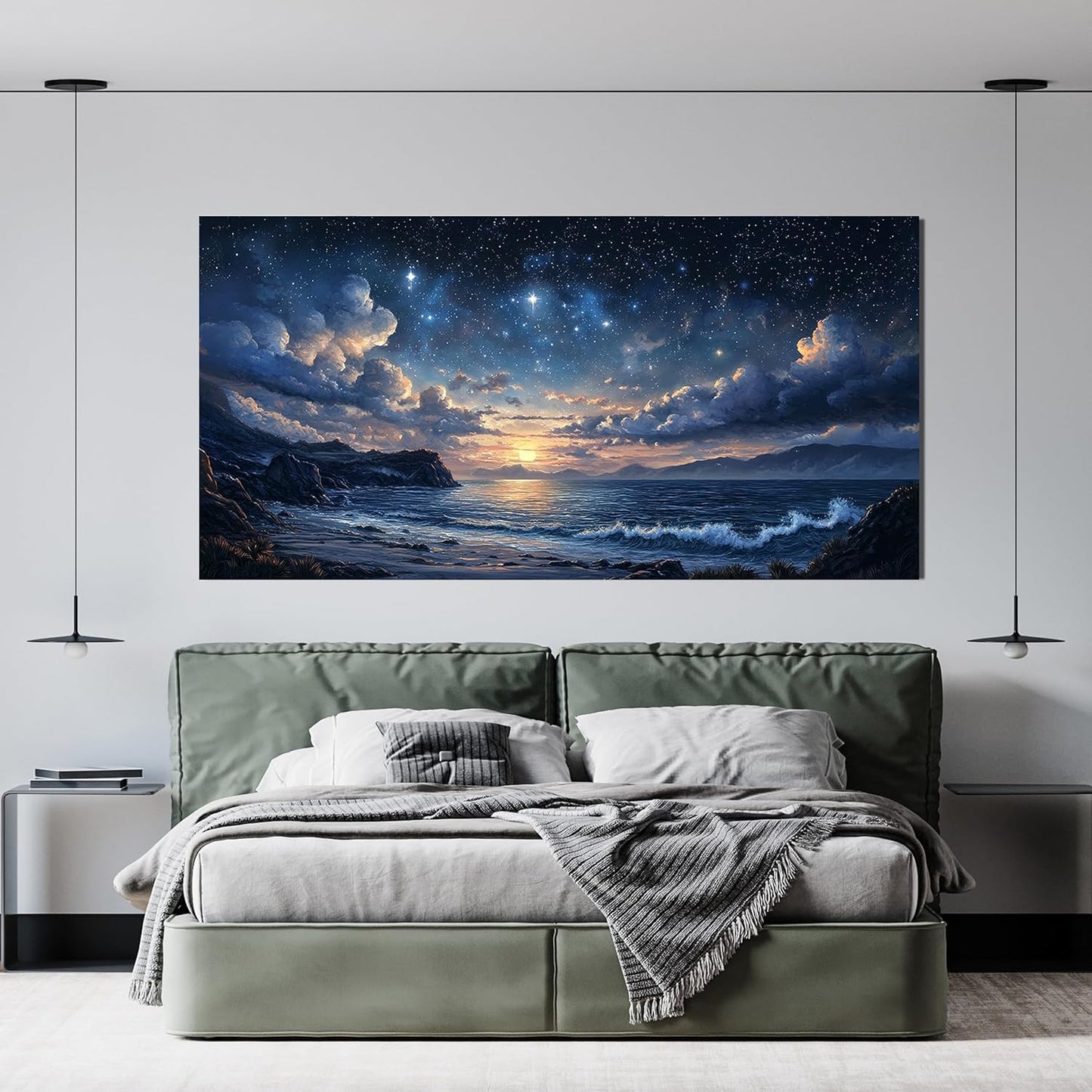 Canvas Wall Art Decor Large Wall Art Pictures for Living Room Canvas Art Wall Decor Landscape Coastal Wall Art Prints Green Artwork for Walls Beachside Art Work for Home Office Decor 24" x 48"