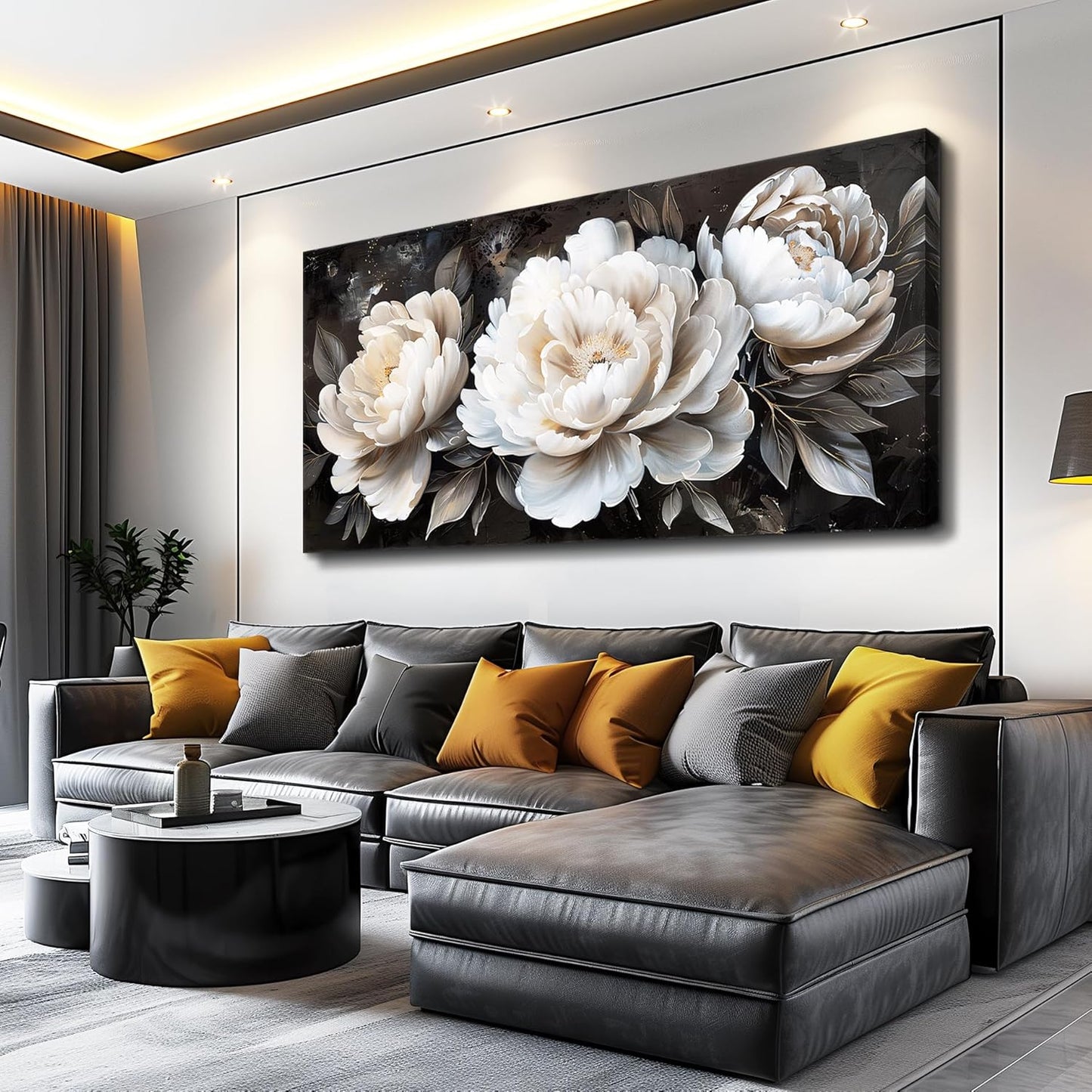 QIYILEXWART Canvas Wall Art For Living Room Large Wall Decor For Office Bedroom Decorations White Peony Landscape Pictures Farmhouse Painting Artwork Room Wall Mural Aesthetic Home Decor 30x60 In