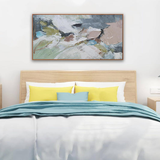 Abstract Wall Art Canvas Pink Green Abstract Wall Decor Paintings 20"x 40" Framed Colorful Modern Artwork for Living Room Bedroom Kitchen