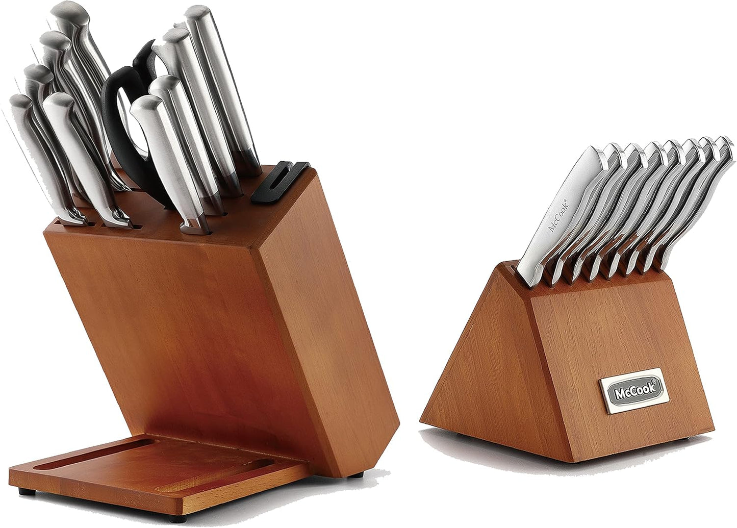 McCook® Knife Sets,German Stainless Steel Kitchen Knives Block Set with Built-in Sharpener