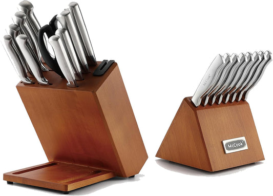 McCook® Knife Sets,German Stainless Steel Kitchen Knives Block Set with Built-in Sharpener