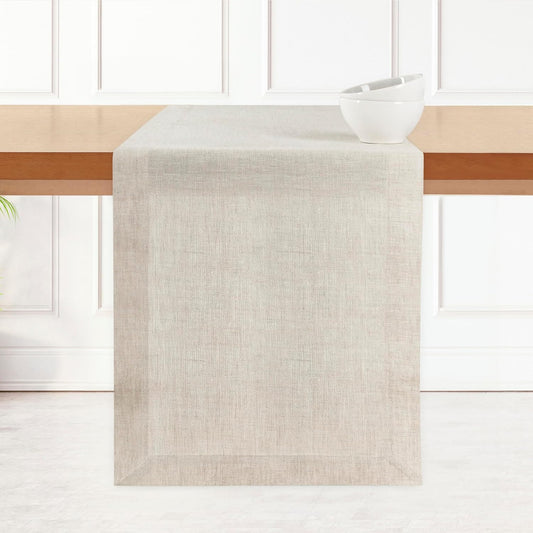 D'Moksha Homes Linen Light Natural Table Runner 84 Inches Long - 100% Pure Linen 14 x 84 Inch Table Runner for Dining, Fall, Autumn and Halloween - Machine Washable