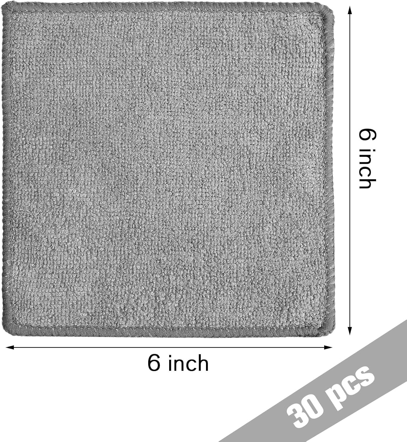 Tanlade Microfiber Cleaning Cloth 6"x6" Cleaning Rags Reasonable Kitchen Towels Microfiber Towels Cars Wash Dry Erase Cloth (Gray,30 Pcs)