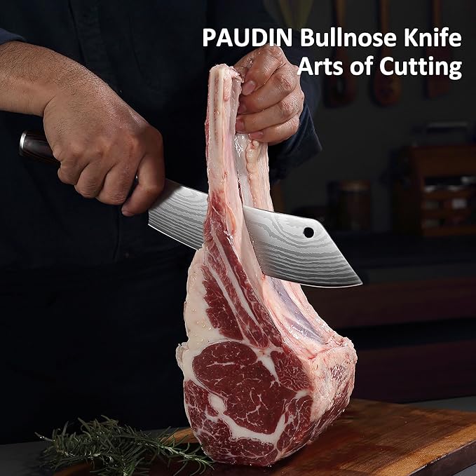 PAUDIN Meat Cleaver 8 Inch Butcher Knife, High Carbon Stainless Steel Cleaver Chef Knife, Sharp Kitchen Knife Heavy Duty Meat Cutting Knife, Wood Handle