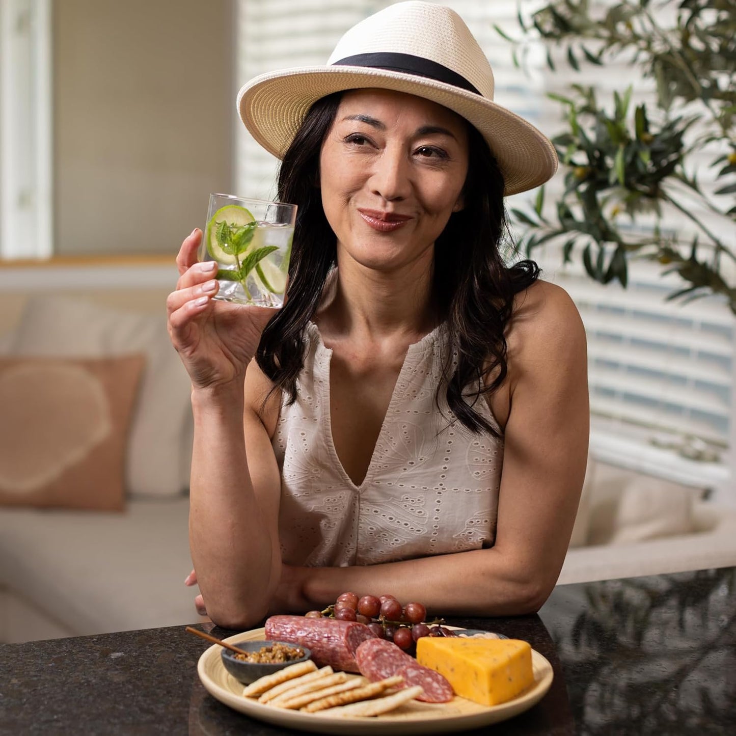 LEXA 12" Handcrafted 2PCs Bamboo Round Wooden Serving Tray For Serving Food - Small Wooden Tray For Ottoman Coffee Table Tray - Charcuterie Wood Trays Home Decor - Decorative Tray For Kitchen Counter