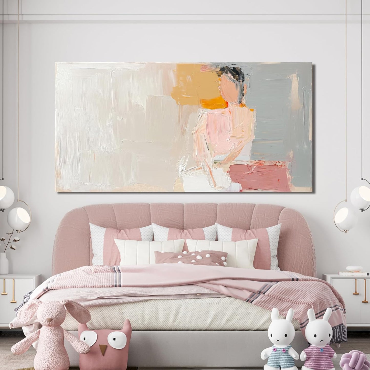 Abstract Canvas Wall Art Decor Large Wall Art Pictures for Living Room Artwork for Walls Abstract Canvas Art Wall Decor Pink Wall Art Paintings Prints Art Work for Room Office Home Wall Decor 24"x48"