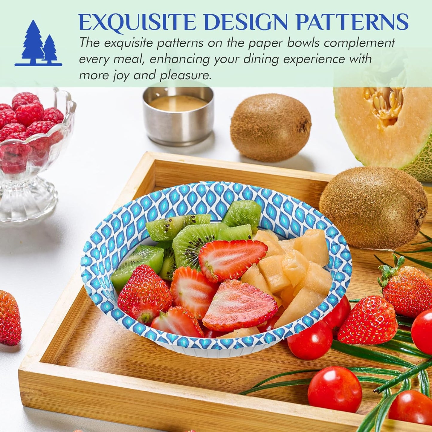 MUCHII 10 Oz Paper Bowls 150 Count Disposable Bowls, Printed Soak Proof Small Bowls for Snacks, Dessert, And Light Lunch Meals