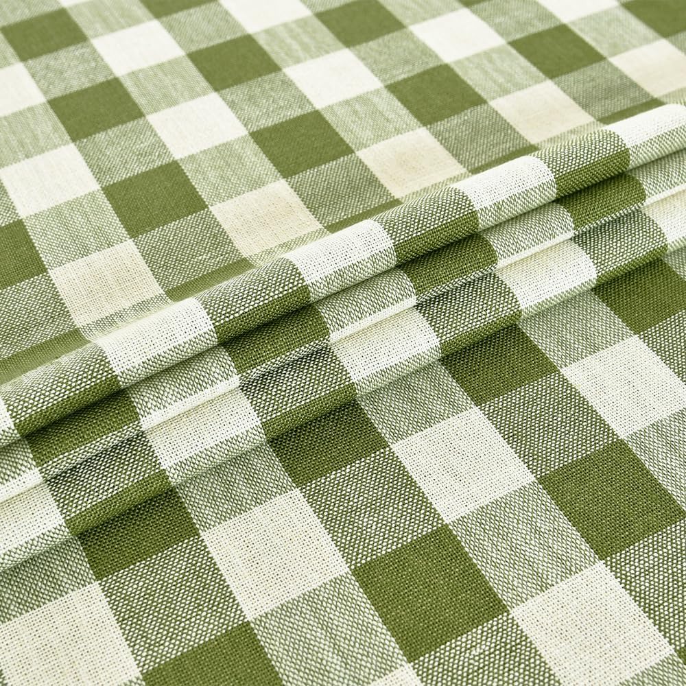 Gingham Tablecloth Rectangle Table Cloth Heavy Duty Cotton Checkered Table Cover for Spring Picnic Kitchen Dining(C-Sage Green, 52x120 inch)
