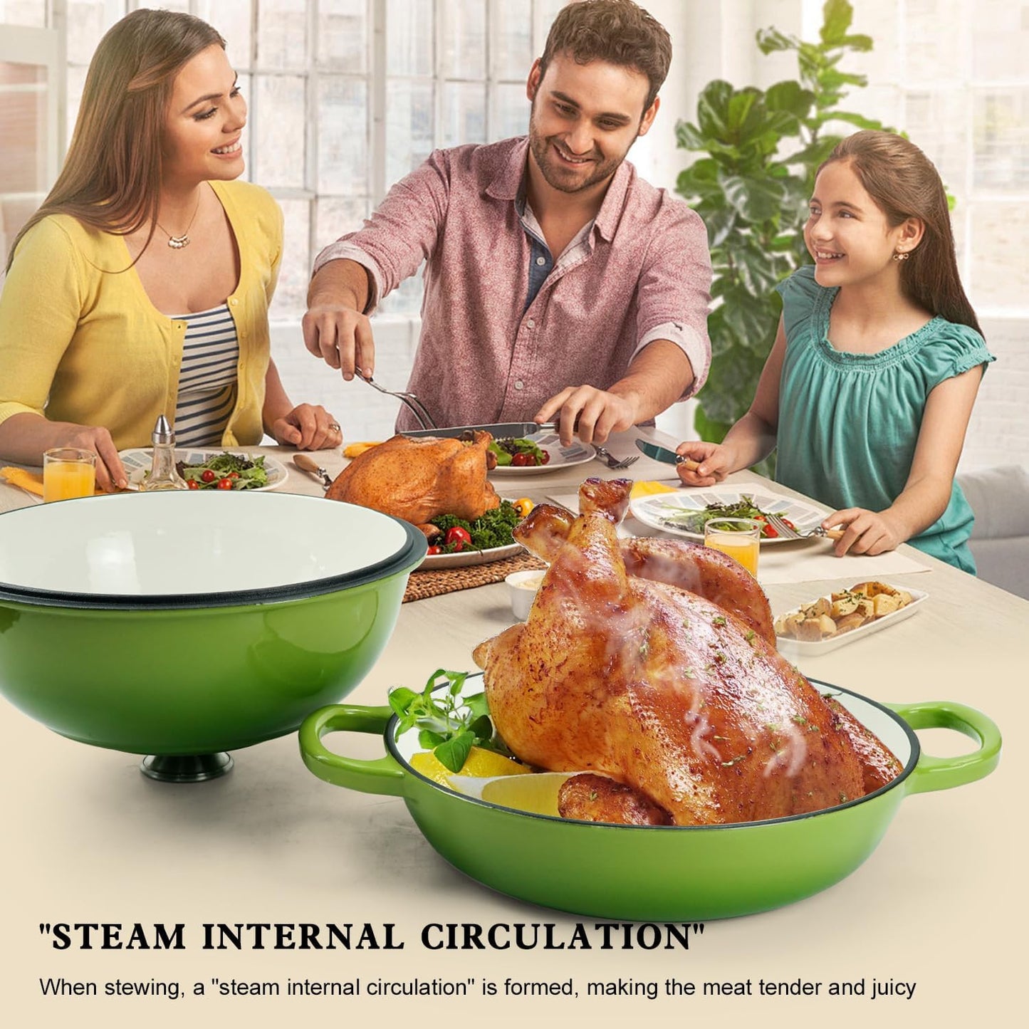 DVK Dutch Oven Pot with Lid for Sourdough Bread Baking Enameled 6 Qt Cast Iron Dutch Oven for Resistant Stovetop and Oven Safe