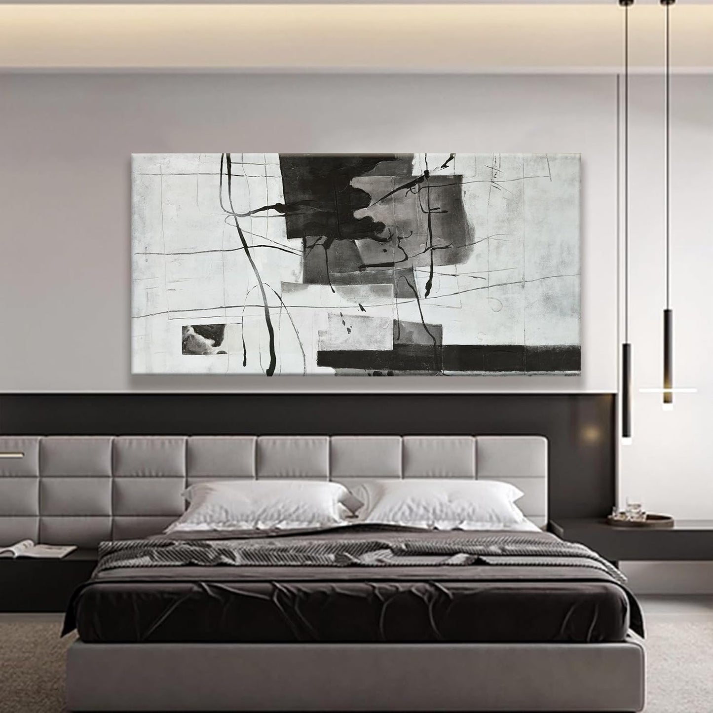 Suconvng Large Abstract Wall Art For Living Room Prints Artwork Abstract Canvas Art Wall Decor Black And White Wall Art Modern Painting For Hotel Office Home Artwork29x58 Inch