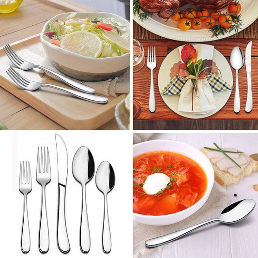 LIANYU Heavy Duty Silverware Cutlery Set, 20-Piece Stainless Steel Flatware Set For 4, Heavy Weight Eating Utensils Tableware, Mirror Polished, Dishwasher Safe