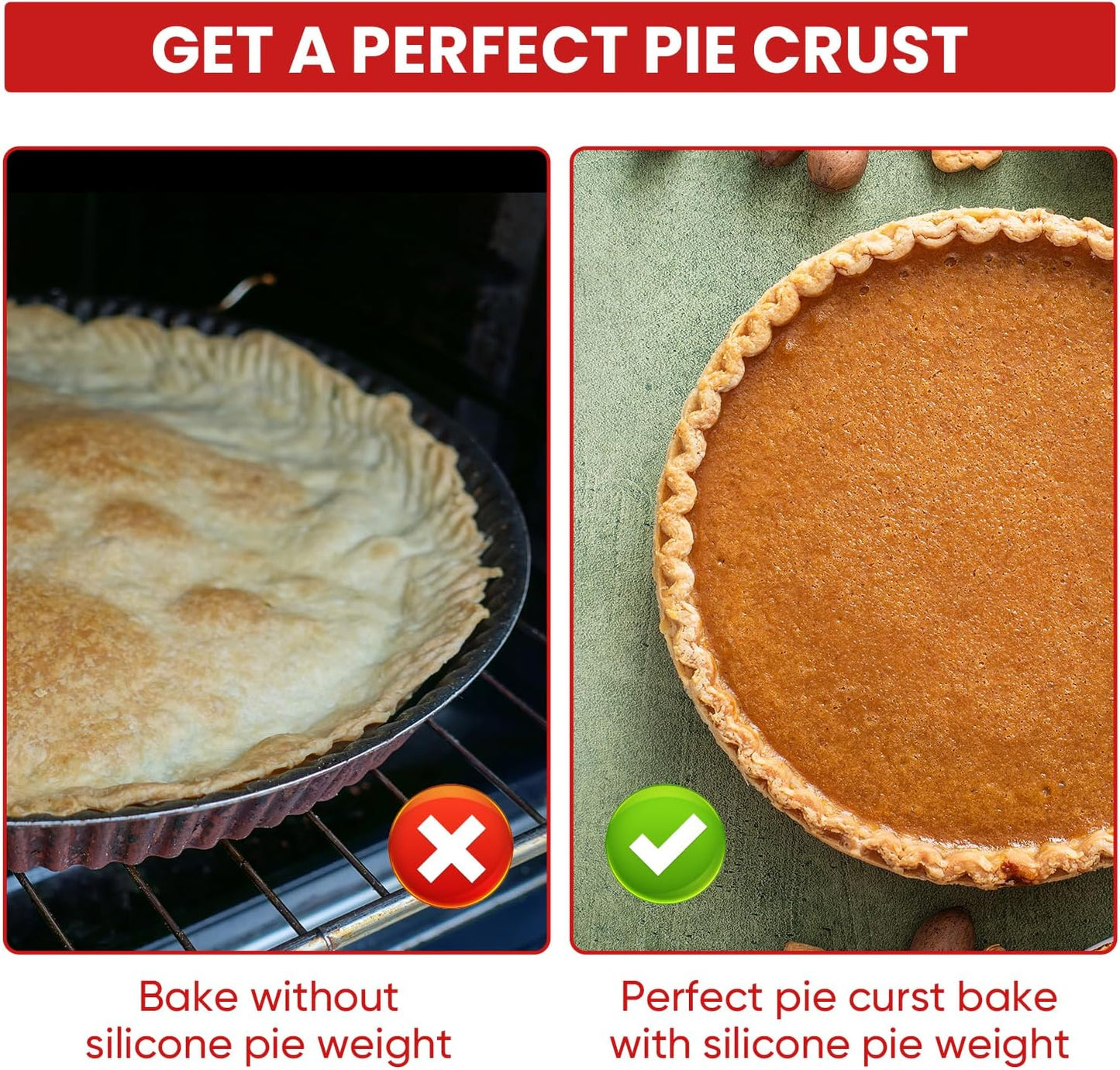 Pie Weights for Blind Baking 10" Tart Pan,Silicone Pie Weight for Baking Crust,Reusable Pies Crust Weights – for Pies/Tart/Quich– Food-Safe,Dishwasher Safe – Designed Exclusively for 10 in. Tart Pan