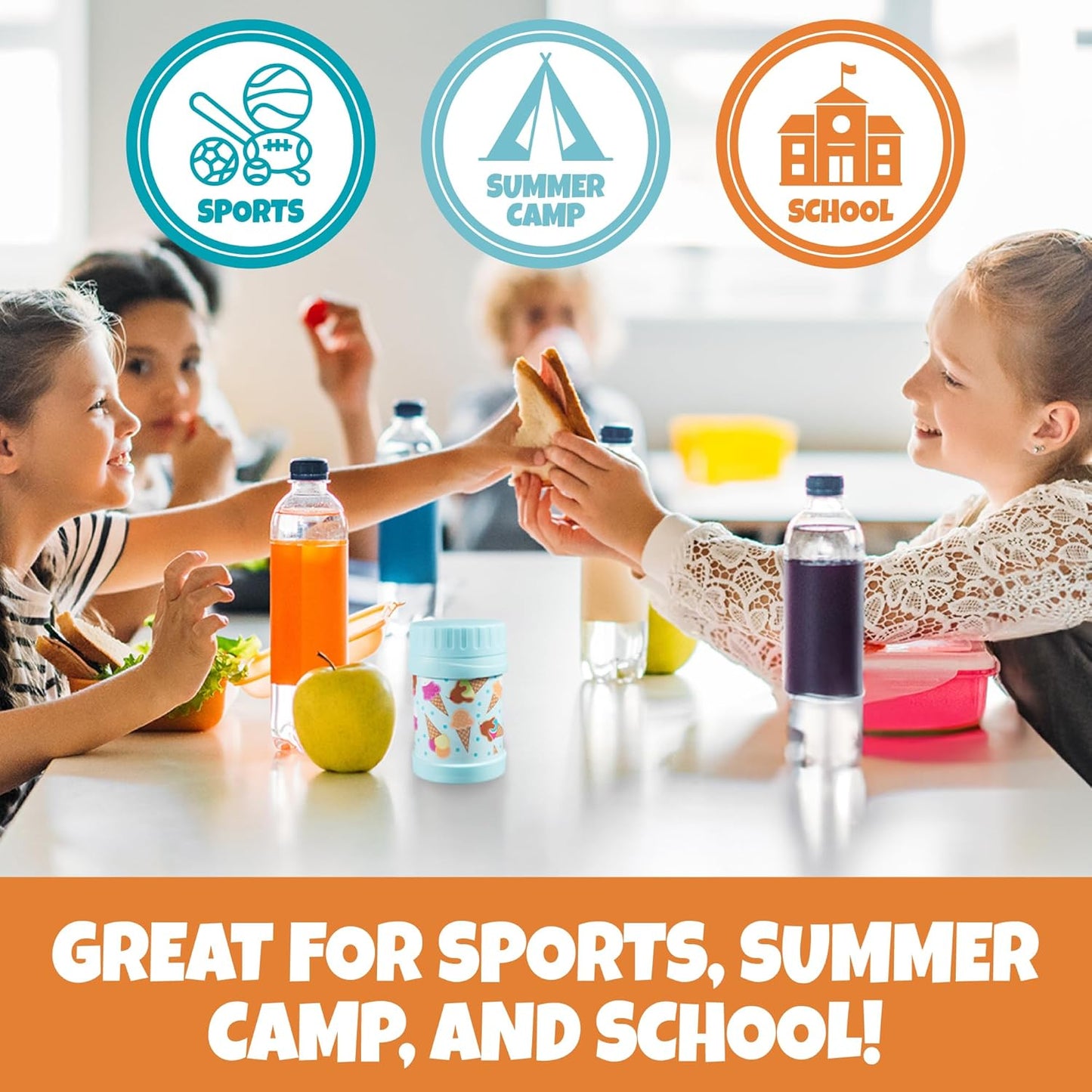 Bentology Insulated 13oz Food Jar for Kids- Hot or Cold Food, Soups, Liquids, Noodles - Wide Mouth Stainless Steel Container & BPA Free, Large Leak Proof thermos for Back to School Lunch Boxes, Bags