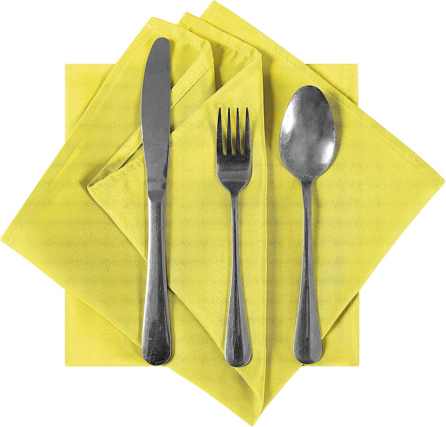 Bailarina Cloth Napkins Set of 120,17x17 inches Dinner Napkins Cloth Washable,Polyester Square Table Cloth Napkin Bulk with Hemmed Edges Ideal for Banquets, Parties and Weddings-Yellow
