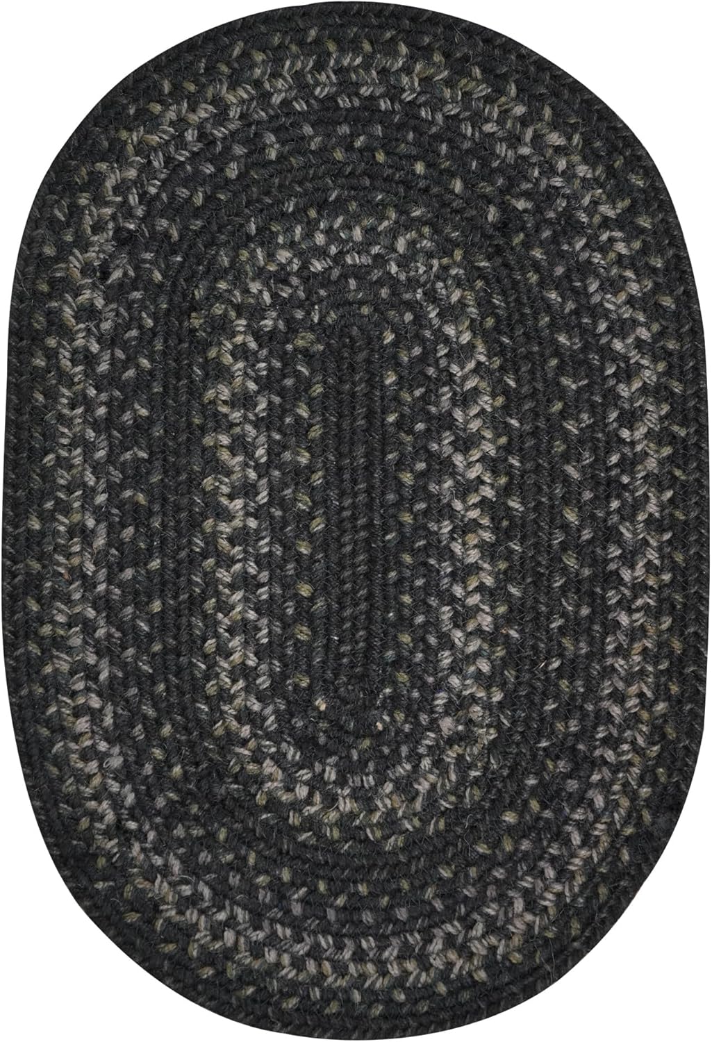 Homespice Jet Black Braided Oval Placemats, Warm Primitive Decor, Set of 6, 13x19 Jute Table Mats - Vibrant Colors, Durable, Easy to Clean and Protects Furniture