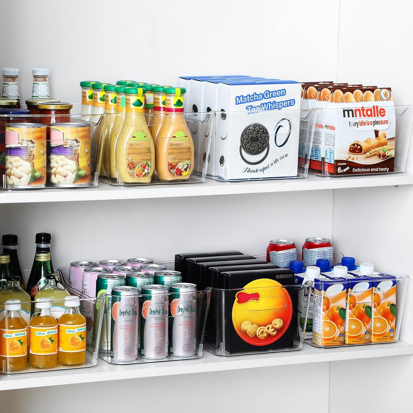 12 PACK Multi-Use Clear Plastic Storage Bins for Organizing w/ Labels - Home, Kitchen, Pantry, Bathroom, Office, Cabinet Shelf Organizer Bins - SOHO Collection, RV, Fridge Organization Containers -XL