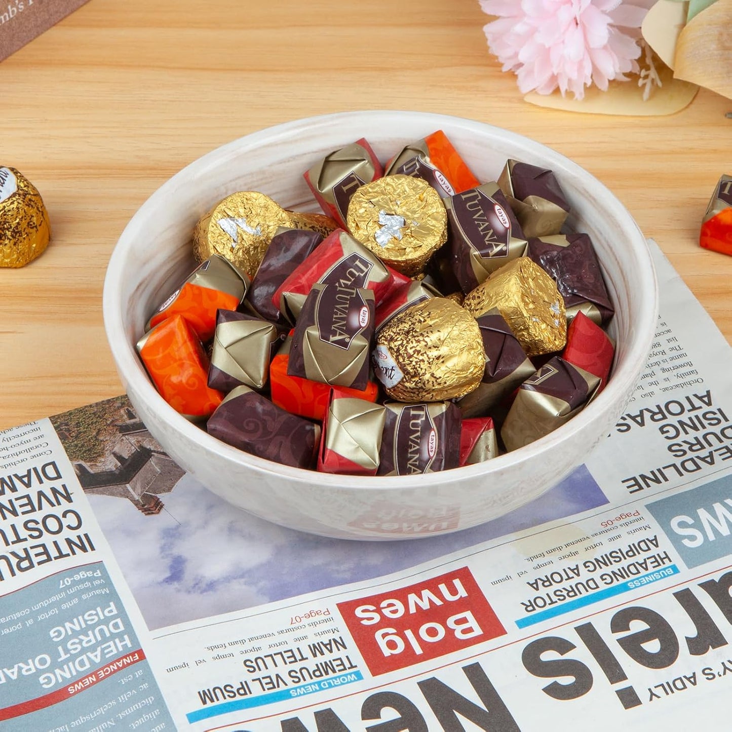 Marble-patterned Ceramic Candy Dish Small Candy Bowl for Office Desk Modern Home Decor Decorative Bowl, Brown