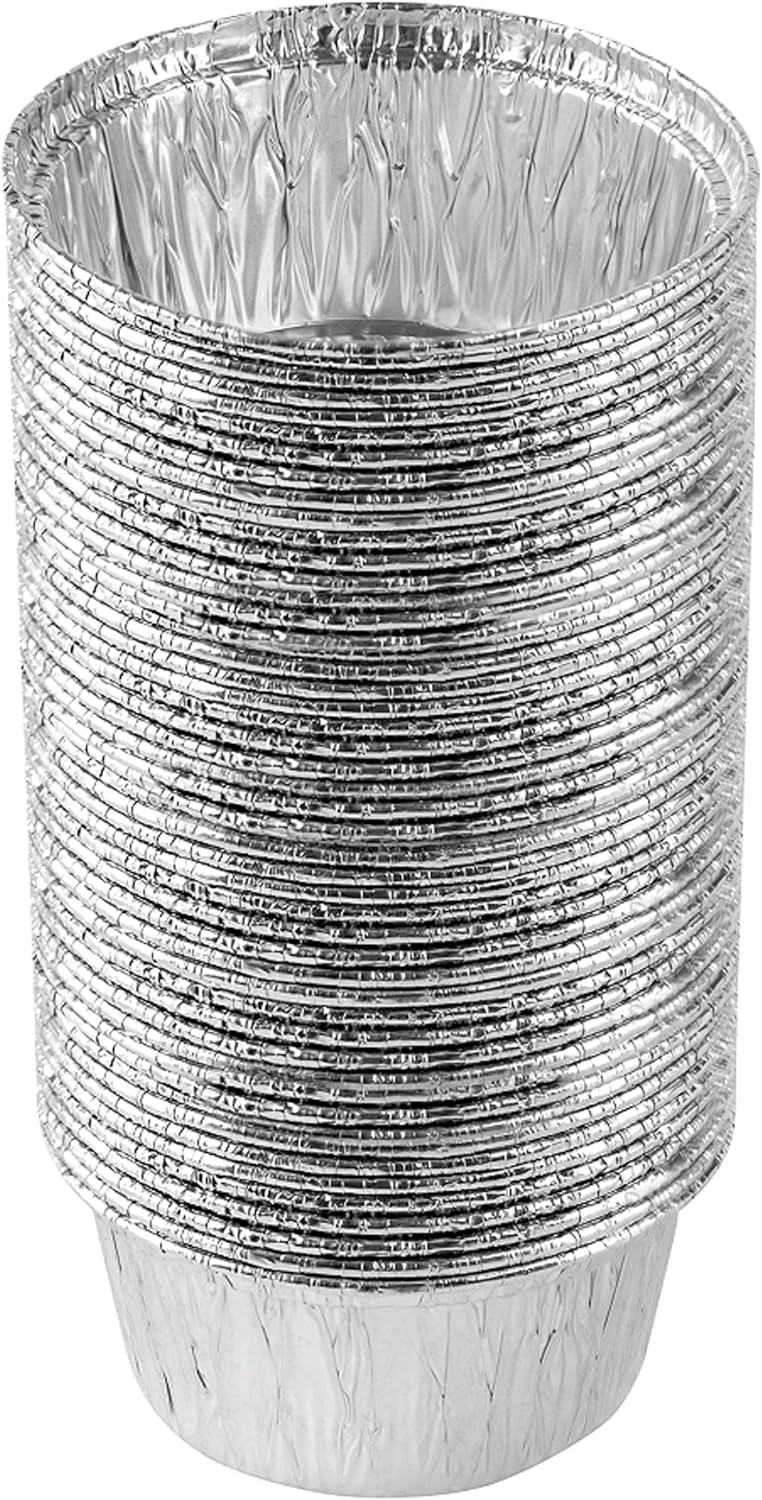 PLASTICPRO 3.5'' Inch Round Ramekins Muffin Cups Tin Foil Cupcake Pans Disposable Aluminum, Freezer & Oven Safe Pack of 100