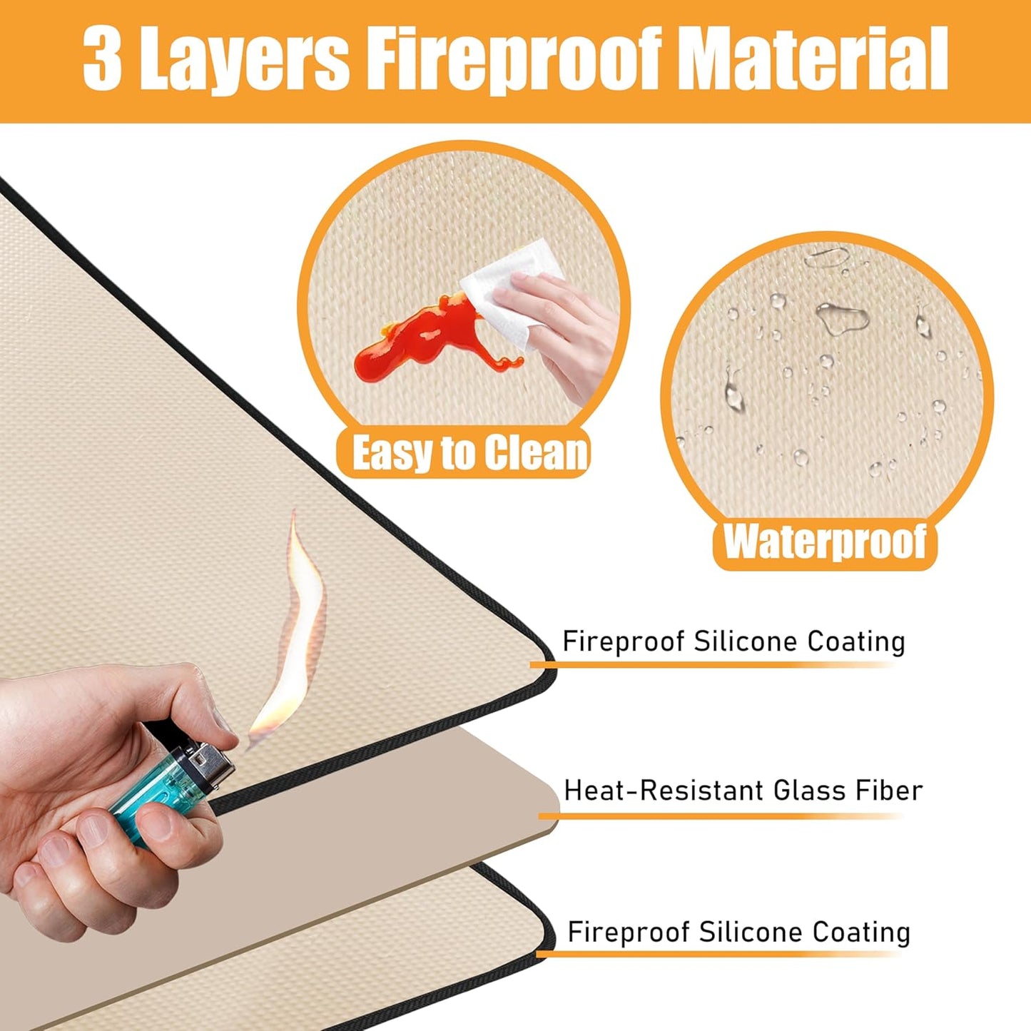 Heat Resistant Mat for Air Fryer, 15 x 18in Countertop Protector, Fireproof Silicone Appliance Slider for Coffee Maker, Toaster, Oven - Khaki