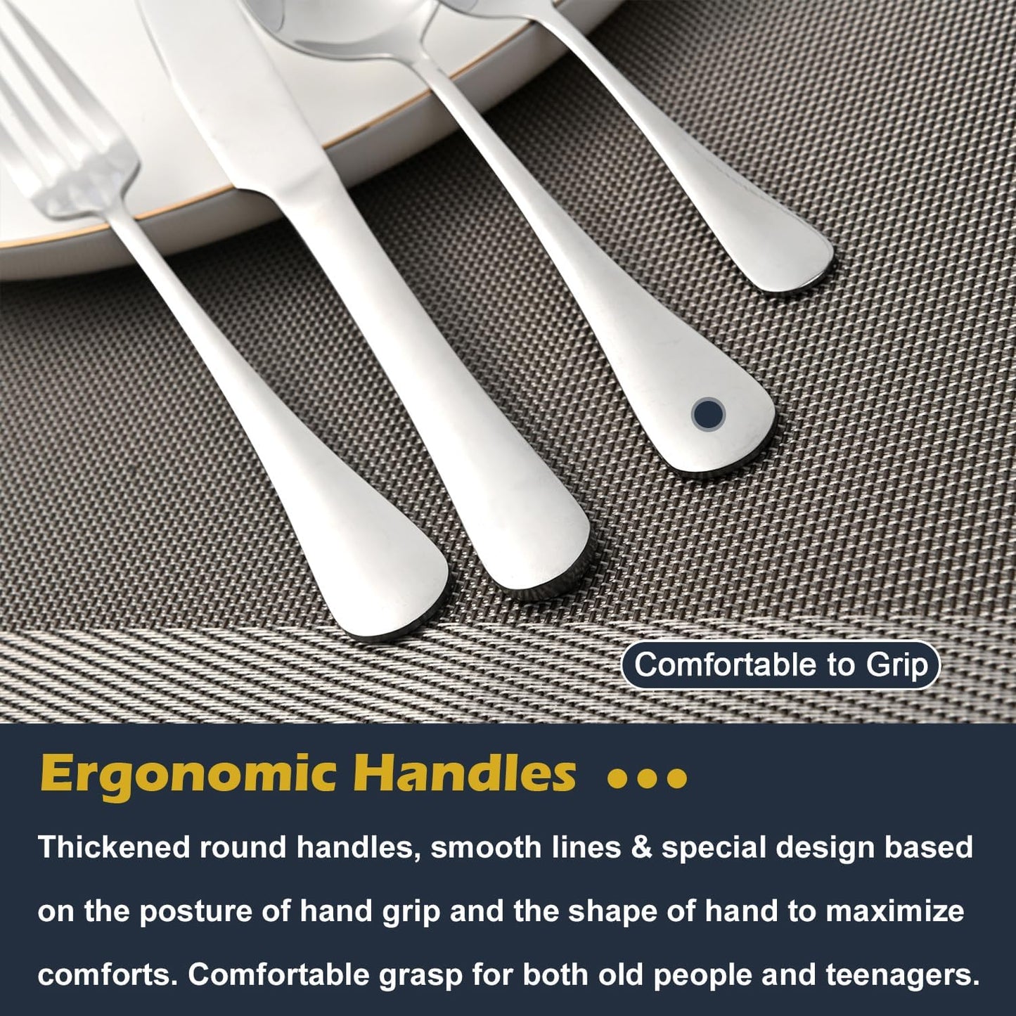 Silverware Cutlery Set for 4, Premium Stainless Steel 16Pieces Flatware Set,Tableware Utensils Set Including Knife/Fork/Spoon for Home/Restaurant, Mirror Polished, Dishwasher Safe(Silver/16Pieces)