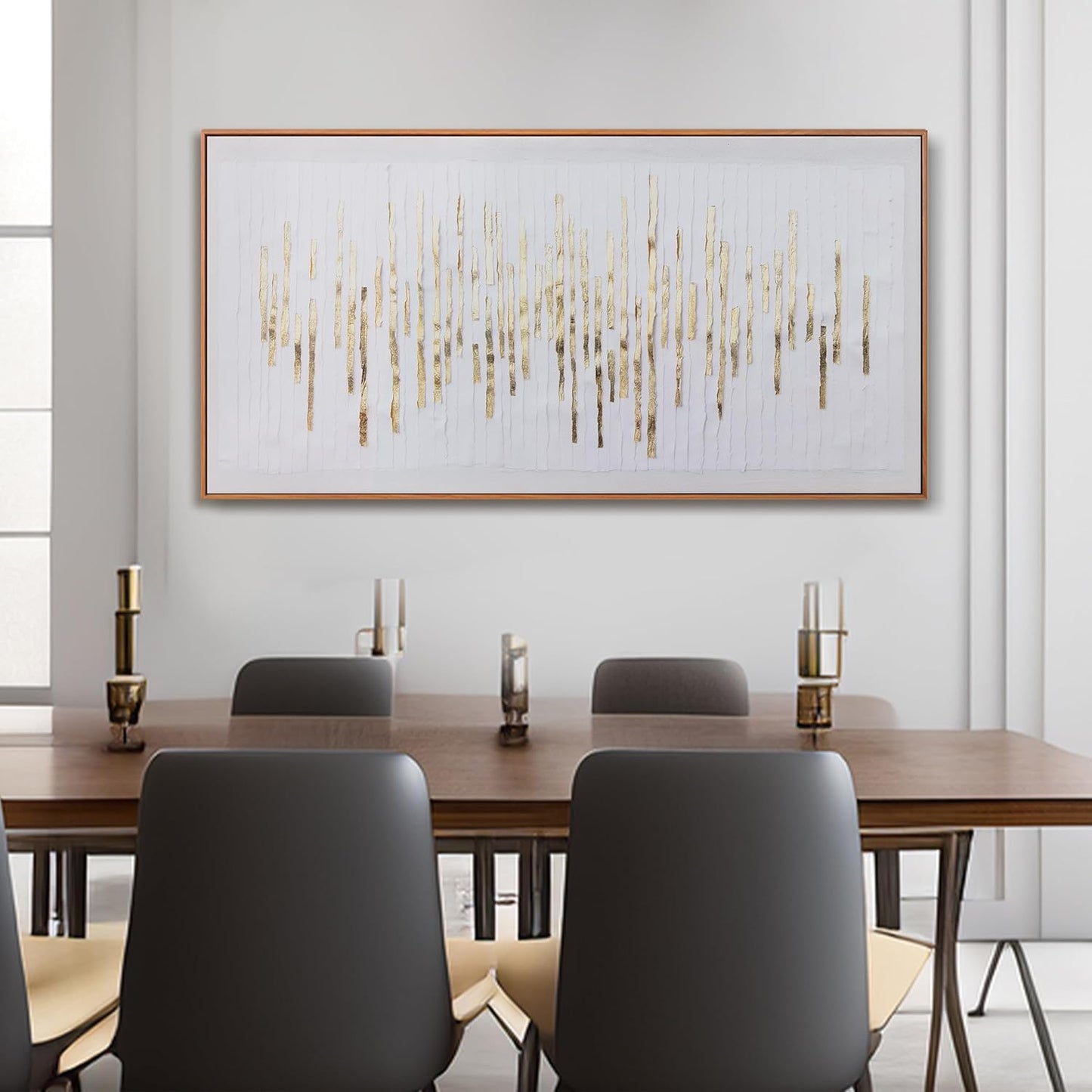 Wall Art Framed Ready To Hang Home Decor Artwork White Background Golden Decoration Golden Years Wall Art Prints Canvas Painting For Living Room Bedroom Office Decoration 24"X 48"