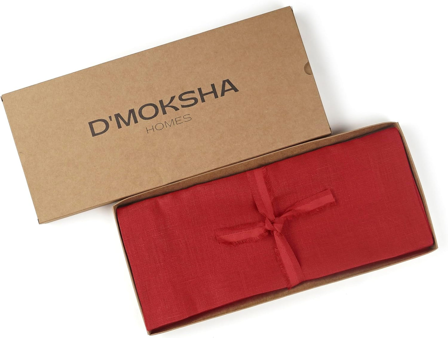 D'Moksha Homes Linen Bright Red Table Runner 108 Inches Long - 100% Pure Linen Dining Table Runner 14 x 108 Inch for Fall, Autumn and Halloween - Machine Washable