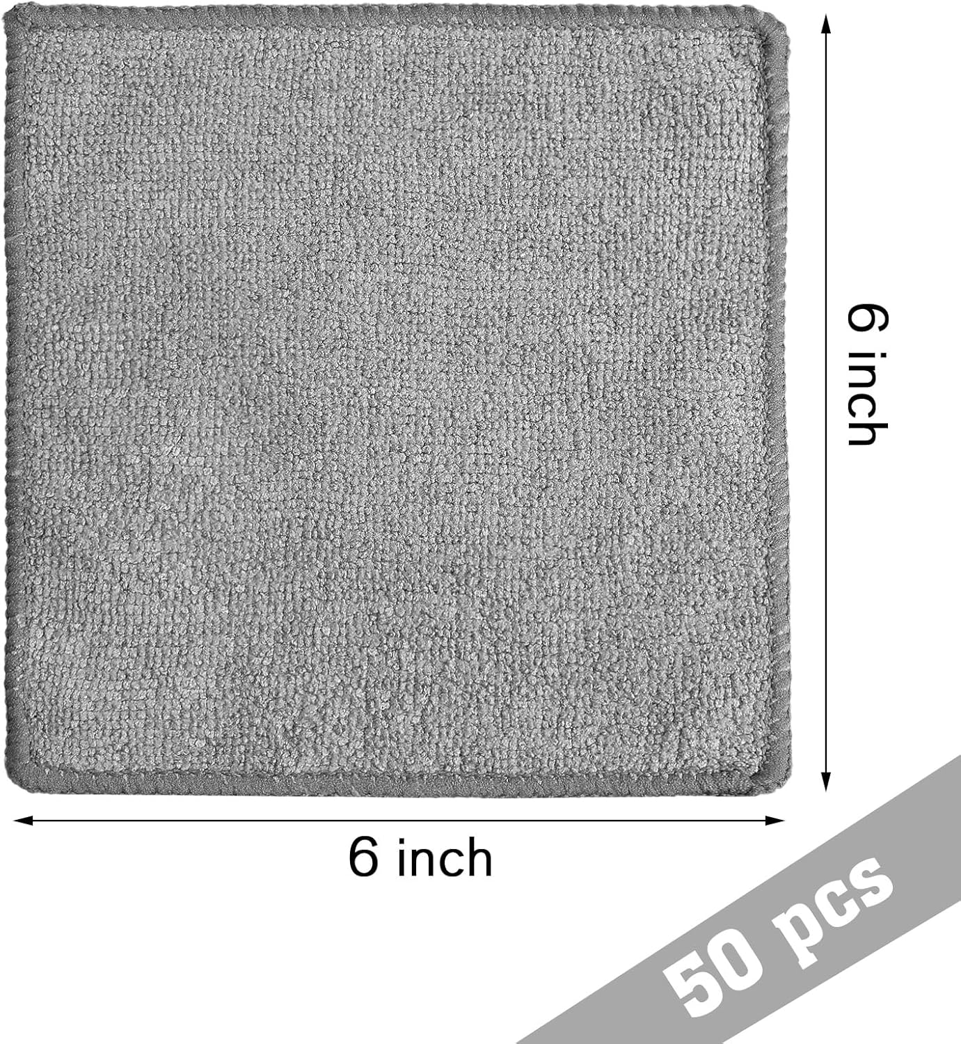 Tanlade Microfiber Cleaning Cloth 6"x6" Cleaning Rags Reasonable Kitchen Towels Microfiber Towels Cars Wash Dry Erase Cloth (Gray,50 Pcs)