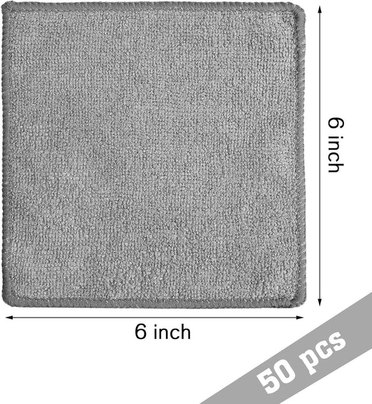 Tanlade Microfiber Cleaning Cloth 6"x6" Cleaning Rags Reasonable Kitchen Towels Microfiber Towels Cars Wash Dry Erase Cloth (Gray,50 Pcs)