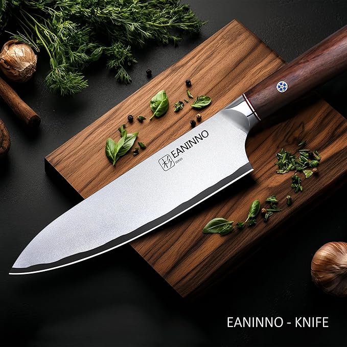 Chef Knife 8 inch Sharp Kitchen Knife, Japanese High Carbon Stainless Steel Cutting Chefs Knife Professional for Meat Vegetable with Bubinga Wood Handle