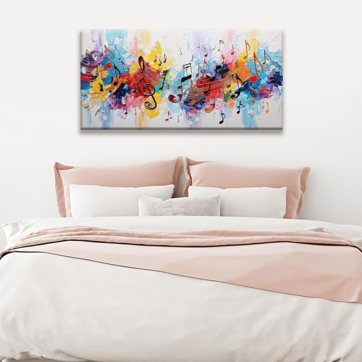 Suconvng Abstract Wall Art For Living Room Painting Modern Canvas Art Wall Decor Colorful Musical Note Abstract Wall Decor Prints Artwork For Bathroom Kitchen Office Decoration 24"X 48"
