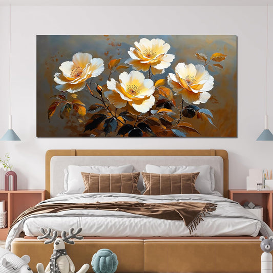 Canvas Wall Art Decor Wall Art Picture for Living Room Canvas Art Wall Decor Vintage Botanical Wall Art Prints Artwork for Walls Warm Flowers Wall Art Decorations Bedroom Office Home Decor 20" X 40"