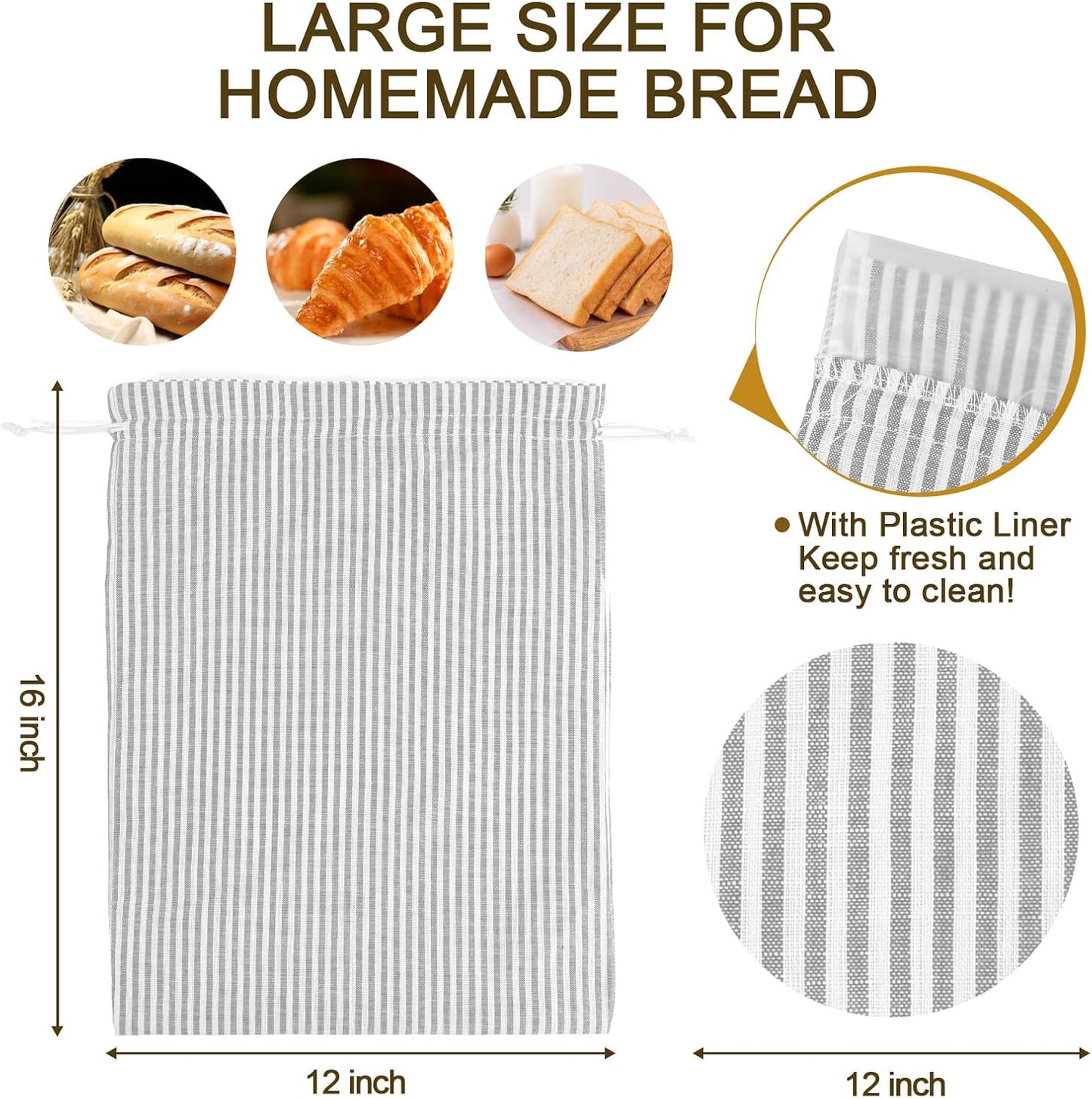 2 Pack Sourdough Bread Bags Linen Bread Bags for Homemade Bread Sourdough with Bowl Cover - Reusable Bread Storage Bags Sourdough Bread Bag & Beeswax Bread Bag with Bread Proofing Cover