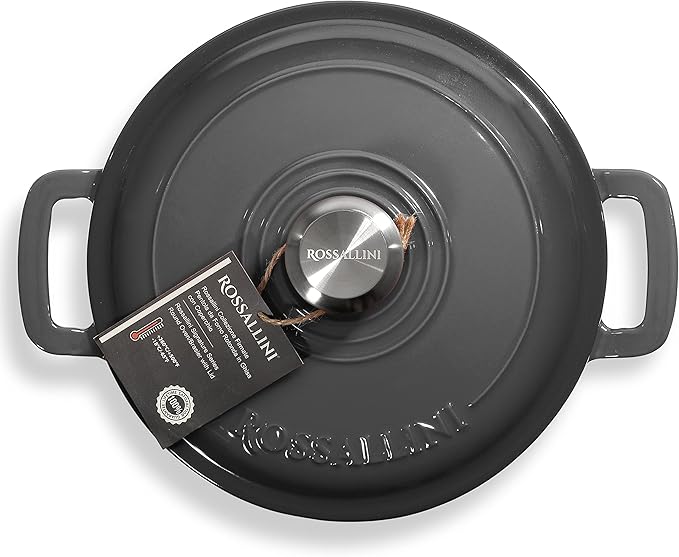 Signature Enameled Cast Iron Dutch Oven, Non-Stick Serving Pot with Tight Fitting Lid for Perfect Roasting, Baking, Sauteing, and Bread Making | 7.4Q (7L) - Oyster Grey