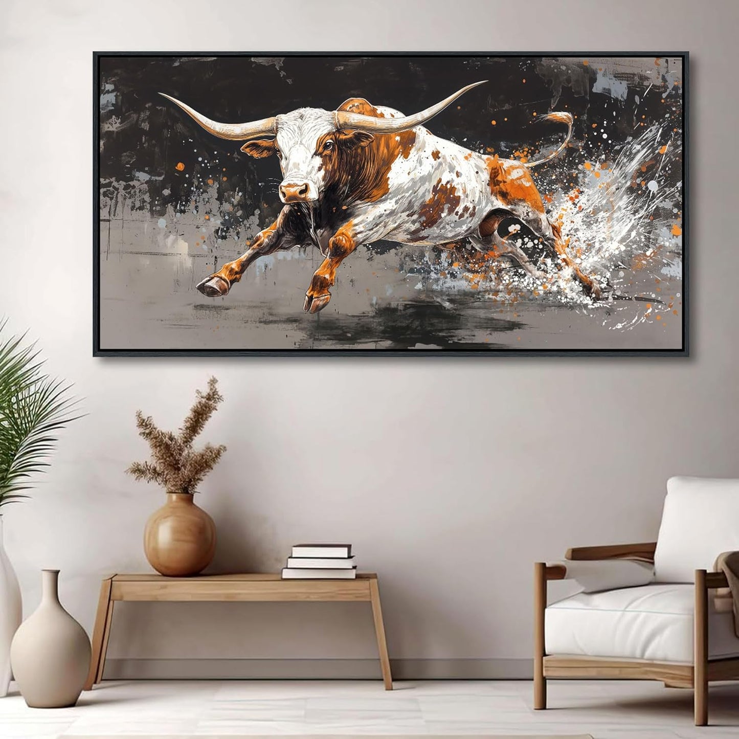 Highland Cow Wall Art - Farmhouse Cow Pictures Wall Decor - Rustic Canvas Wall Art for Country Decor - Large Pictures for Living Room -Framed Artwork for Walls 29×58IN