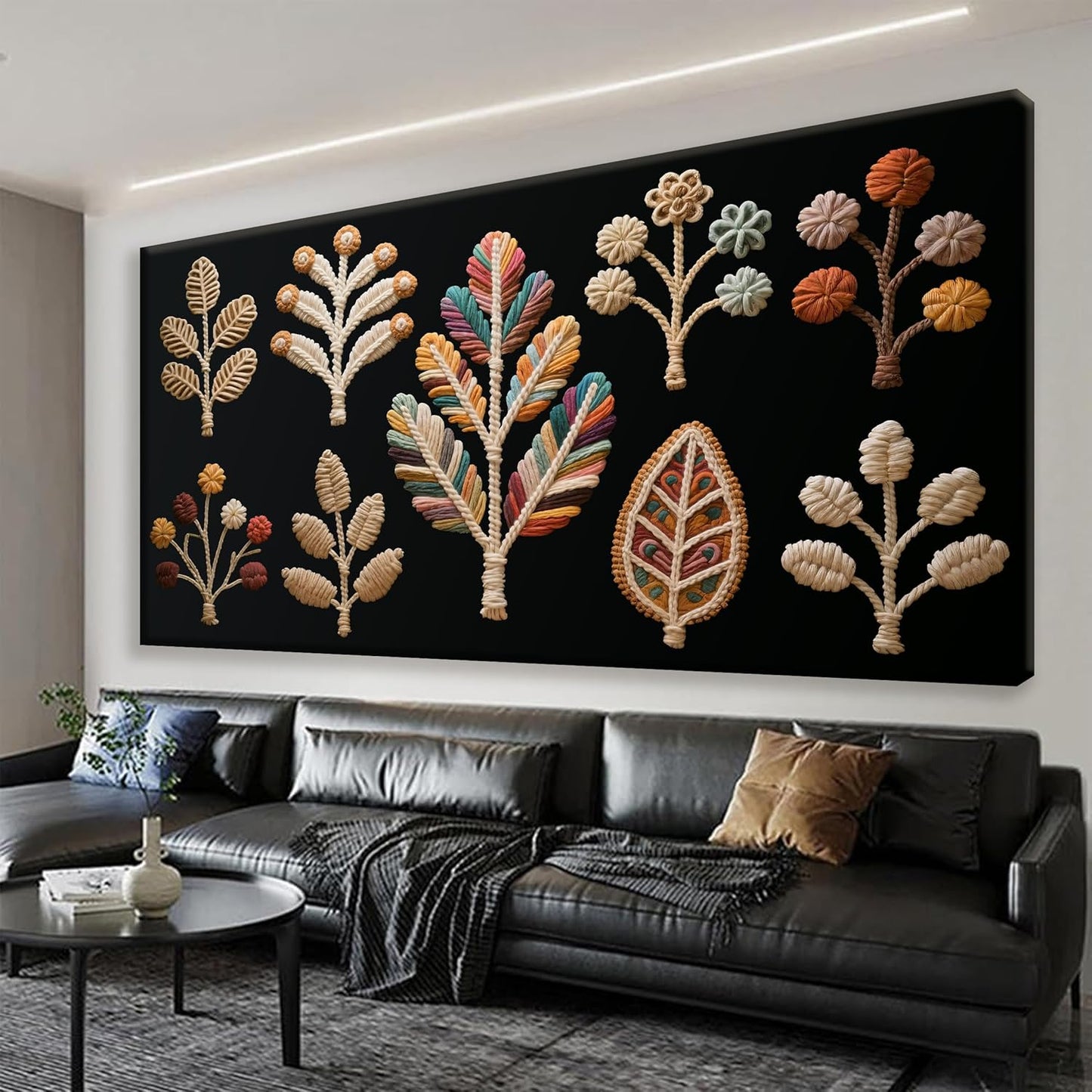 Tsomzxng Large Boho Wall Art For Living Room Chic Home Black Wall Art Modern Multicolor Print Paintings Canvas Wall Art Decor Picture For Bedroom Apartment Kitchen Ready To Hang 29" X 58"