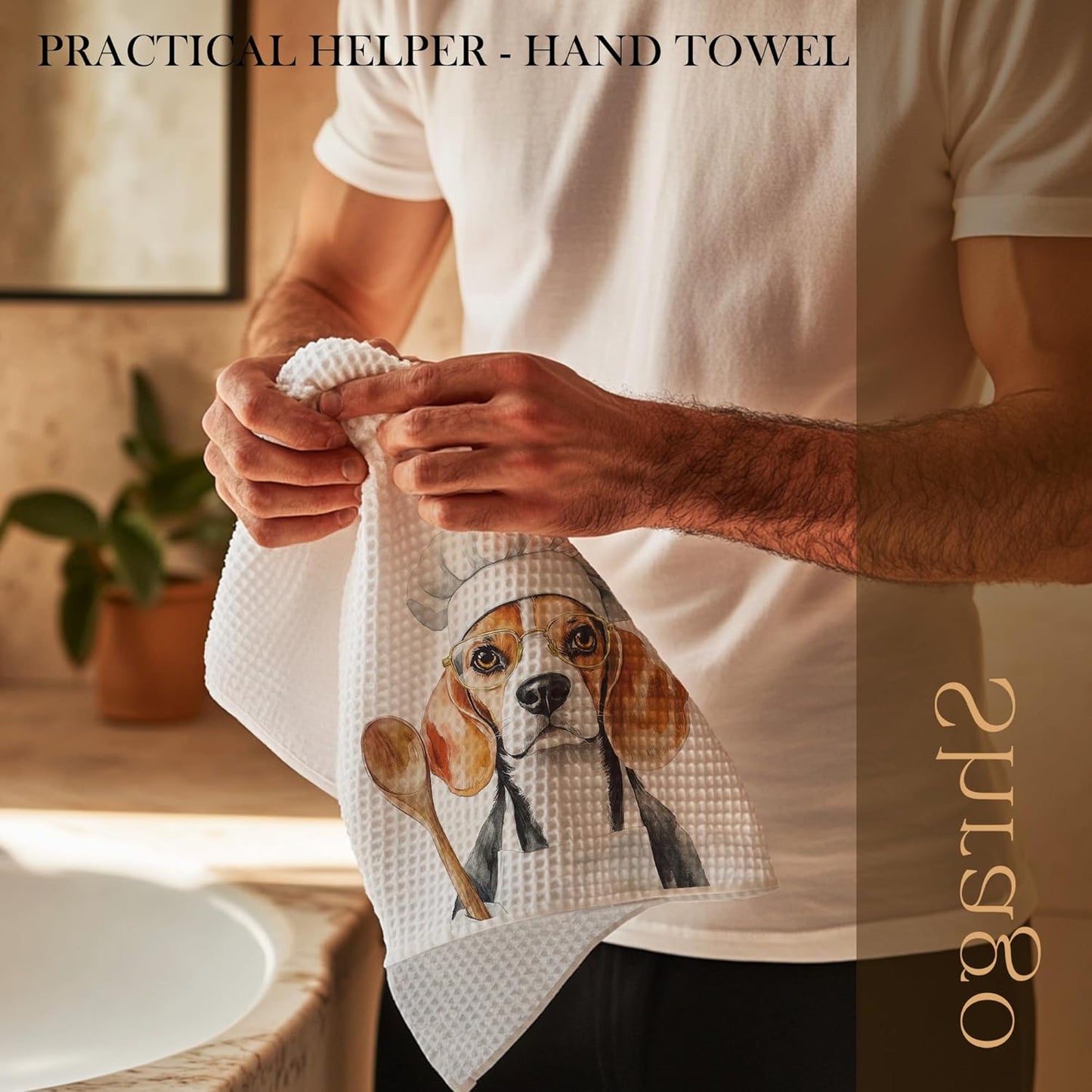 Funny Beagle Dog Kitchen Towels, Beagle Gifts for Women Men Dish Tea Towels for Kitchen, Dog Lovers Mom Dad Owner Gifts Decorative Hand Towels, 16x24 Inch