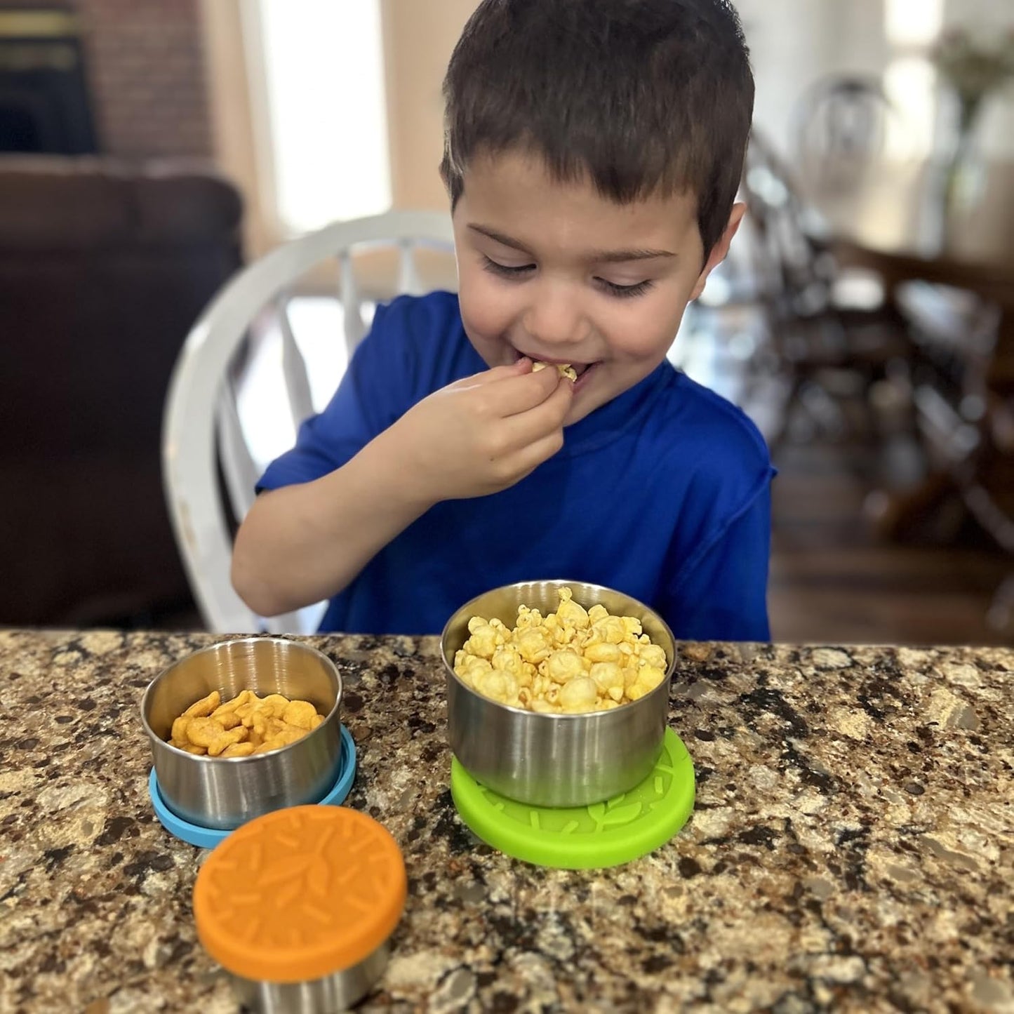 TAVVA 4 X 7 oz Stainless Steel Snack Containers with Lids - Leakproof w/Silicone Lids - BPA Free - Dishwasher & Freezer Safe - Portable & Reusable - Stainless Steel Storage Food Snack Containers