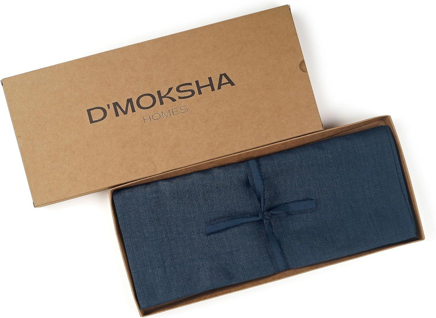 D'Moksha Homes Linen Table Runner 60 Inches - 100% Pure Linen Navy Blue Table Runner 14 x 60 Inch for Coffee Tables, Dresser, Fall, Autumn and Halloween - Machine Washable